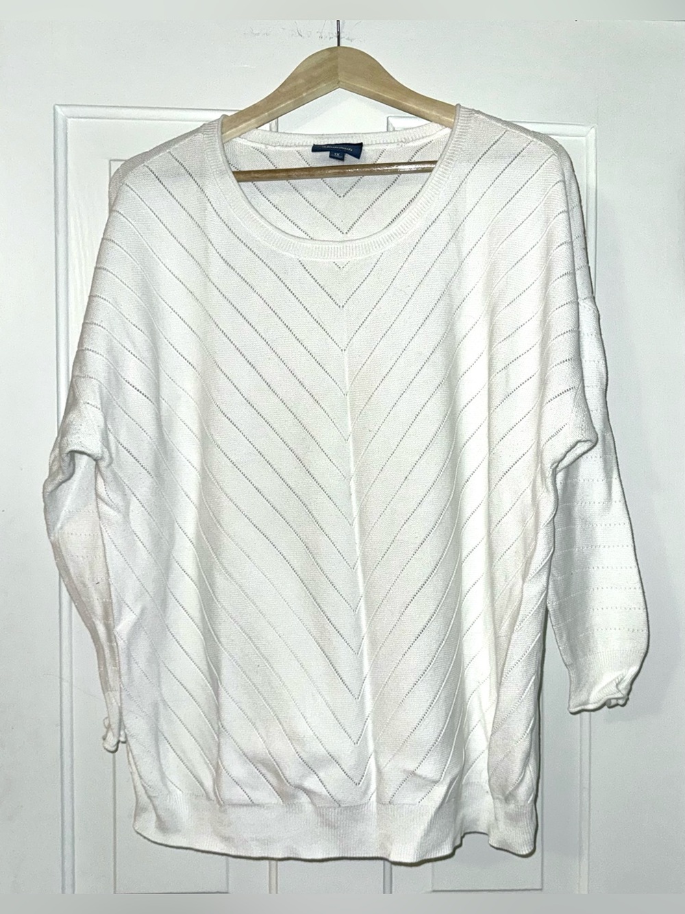 Modcloth White Lightweight Chevron Knit Sweater